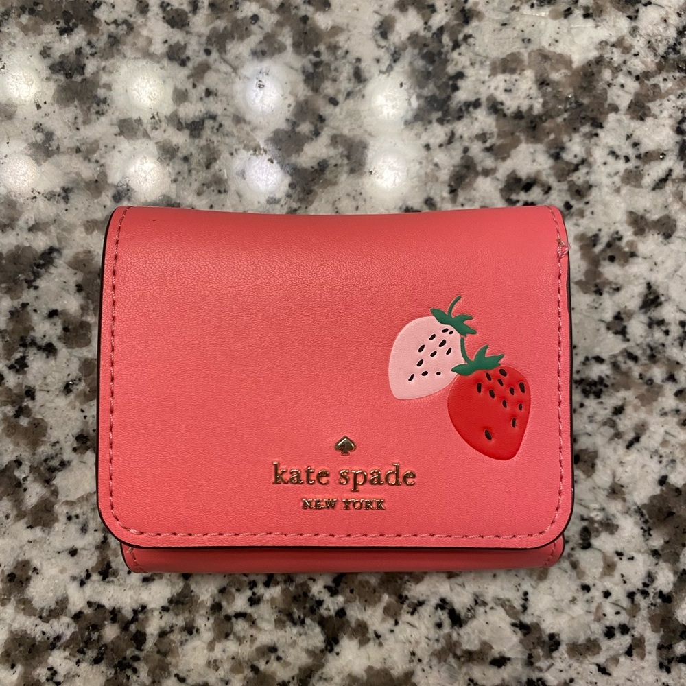 kate spade new york wild strawberries strawberry small trifold wallet